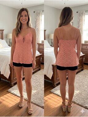 Sophia by Delicates Vintage Y2K Pink Sheer Lace Camisole Lingerie Top Size XL